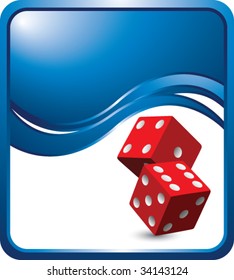 red dice on modern style wave background
