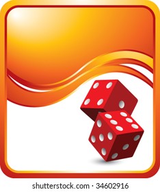 red dice on modern style wave background