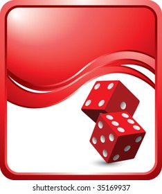 red dice on modern style wave background