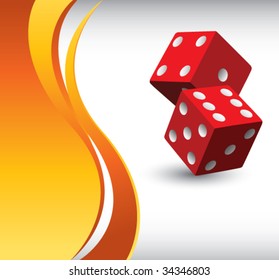 red dice on orange wave background
