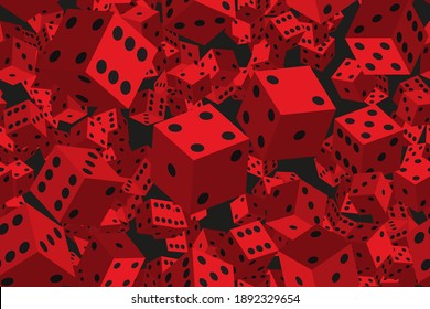 Red Dice Seamless Pattern, 3D Illustration
