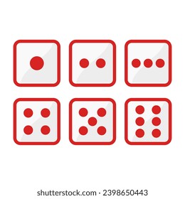 Red Dice Set In Square Line One Two Tree Four Five Six Cube
