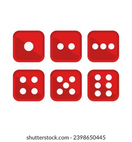 Red Dice Set In Square One Two Tree Four Five Six Cube
