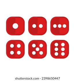 Red Dice Set In Square One Two Tree Four Five Six Cube
