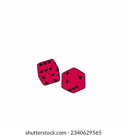 red dice vector with white background for game icon, cute icon
