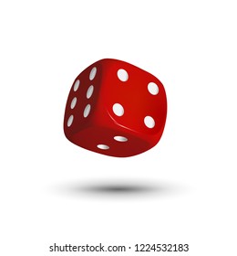 
Red dice with white dots on a white background. Vector.