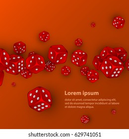 red dices floating on orange background