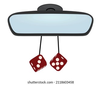 Red dices on mirror. vector