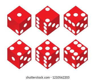 Red dices on white background