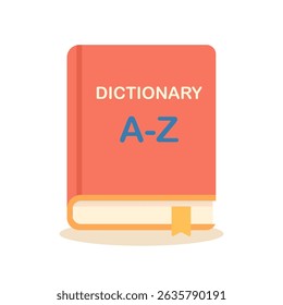Red dictionary book with A-Z text and bookmark isolated on white background, dictionary ideal for education themes, dictionary supporting language learning, perfect for study visuals.