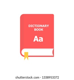 The red dictionary is depicted on a white background.