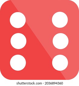 Red Die, dice cartoon icon. Traditional die with dot face of cube marked with a number of dots or pips