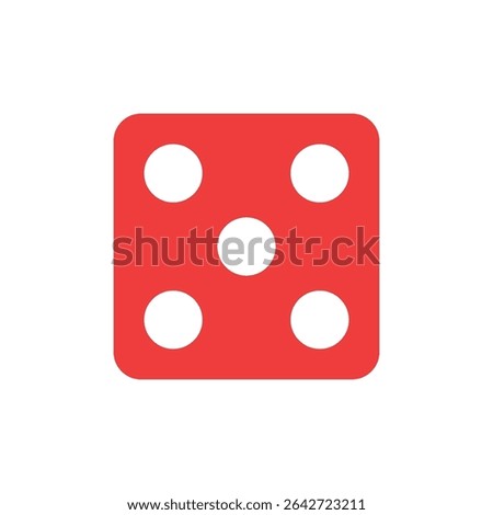 Red die showing five dots, representing the number 5 in dice games, chance, or gambling icons. Perfect for board games, gaming apps, and content related to randomness and probability.