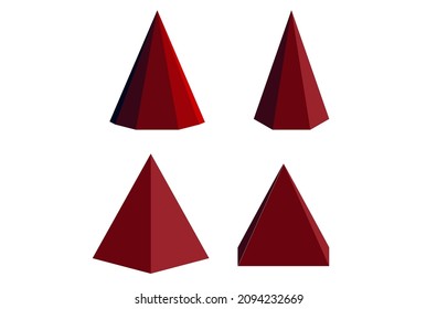 REd Unterschiedliche Pyramiden für das Lehren von Geometrie im mathematischen Unterricht