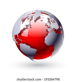 Red digital image of earth globe. Background image