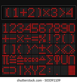 Red digital led display of math symbol