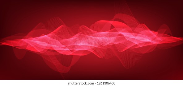 Red Digital Sound Wave Background,technology and red blood concept,design for music studio and science,Vector Illustration.