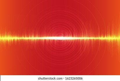 Red Digital Sound Wave Background,technology and earthquake wave diagram and Moving heart concept,design for music studio and science,Vector Illustration.