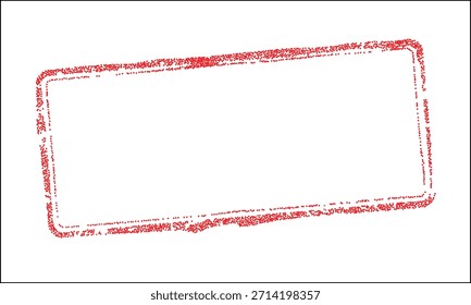 Marco de sello digital rojo aislado en blanco. Vector abstracto de frontera punteada para comercio electrónico, tecnología de datos y certificación. Tecnología de forma rectangular con diseño de textura de ruido de puntos de dispersión.