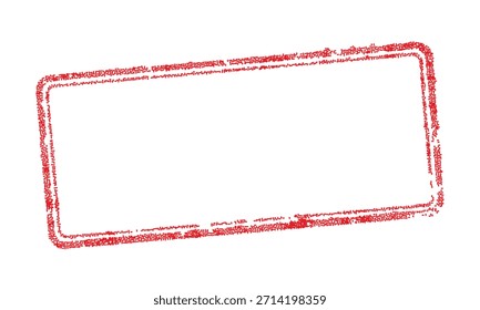 Marco de sello digital rojo aislado sobre fondo blanco. Borde de Vector de píxeles punteados para comercio electrónico, certificado comercial o validación de datos. Sello técnico rectangular para diseño de Marcas de agua o etiquetas.