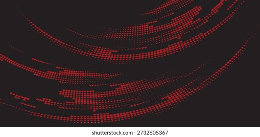 Rote digitale Wellenpunkte auf dunklem Hintergrund Schaffung dynamischer abstrakter Technologie visueller Rhythmus
