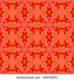 Red and dim orange abstract geometric seamless pattern, vector