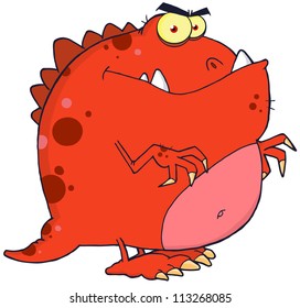 Red Dinosaur Cartoon Character