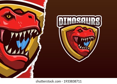 Red Dinosaur E-sport Logo Template