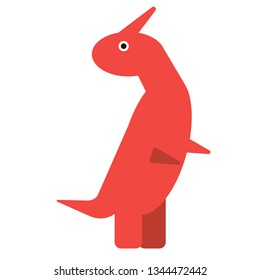 Red dinosaur flat illustration on white