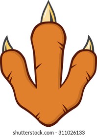 Red Dinosaur Paw With Claws. Vector Illustration Isolated On White Background