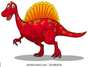 Dinosaurio rojo con ilustración de garras afiladas