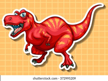 Red dinosaur with sharp teeth illustration