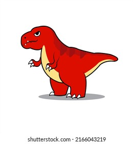 red dinosaur t-rex cute cartoon vector illustration mascot design character