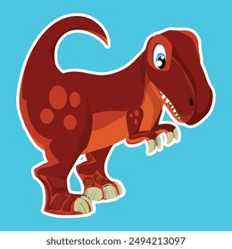 A red dinosaur, tyrannosaur standing