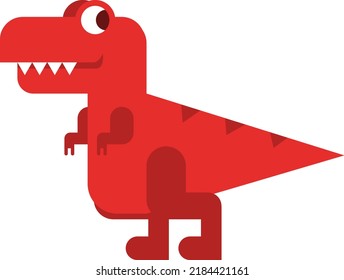 Red dinosaur vector.Illustration of Tyrannosaurus Rex. Children's drawing of T-Rex.