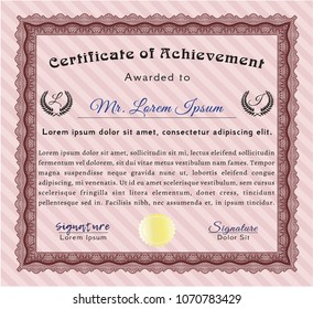  Red Diploma. With background. Elegant design. Vector illustration. 