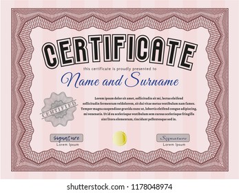 Red Diploma. With background. Excellent design. Vector illustration. 