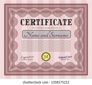 Red Diploma. With background. Excellent design. Vector illustration. 