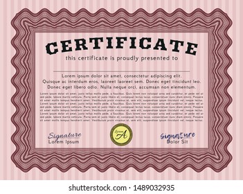 Red Diploma. With background. Modern design. Detailed. 