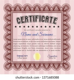 Red Diploma. With background. Retro design. Customizable, Easy to edit and change colors. 