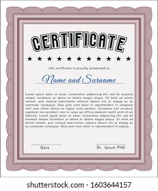 Red Diploma. With background. Vector illustration. Good design. 
