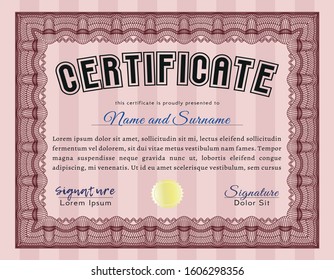 Red Diploma. Beauty design. Vector illustration. With background. 