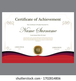 Red Diploma Certificate Design Vector