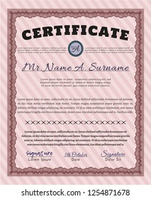Red Diploma or certificate template. Beauty design. Customizable, Easy to edit and change colors. With linear background. 