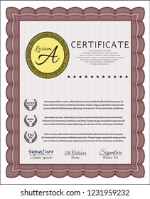 Red Diploma or certificate template. With complex background. Customizable, Easy to edit and change colors. Superior design. 