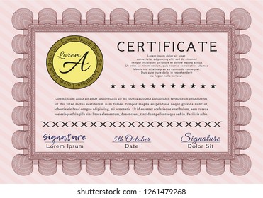 Red Diploma or certificate template. With complex linear background. Customizable, Easy to edit and change colors. Lovely design. 