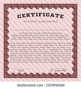 Red Diploma or certificate template. Customizable, Easy to edit and change colors. With great quality guilloche pattern. Modern design. 