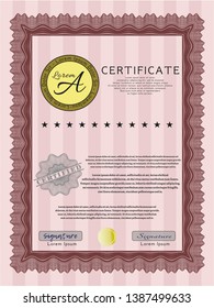 Red Diploma or certificate template. Customizable, Easy to edit and change colors. With complex background. Nice design. 