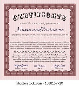 Red Diploma or certificate template. Customizable, Easy to edit and change colors. With linear background. Good design. 