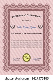 Red Diploma or certificate template. Customizable, Easy to edit and change colors. Complex background. Excellent design. 